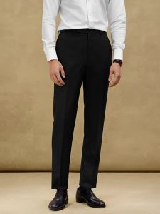 Business Dress Wool Pants for Men High Waist Slim