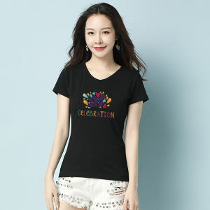 Loose Fit V-Neck Short Sleeve Pure Cotton T-Shirt Women plus Size Summer New Style Comfortable Breathable Body Shirt Top