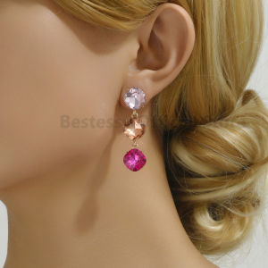 Round Shiny Rhinestone Decor Long Drop Earrings For Women Luxury Style Elegant Alloy Jewelry Femme Banquet Party Ear Ornaments