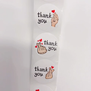 สติกเกอร์ขอบคุณ สำหรับธุรกิจขนาดเล็ก มีกาวในตัว ขนาด2.5cm. จำนวน500 ชิ้น/ม้วน