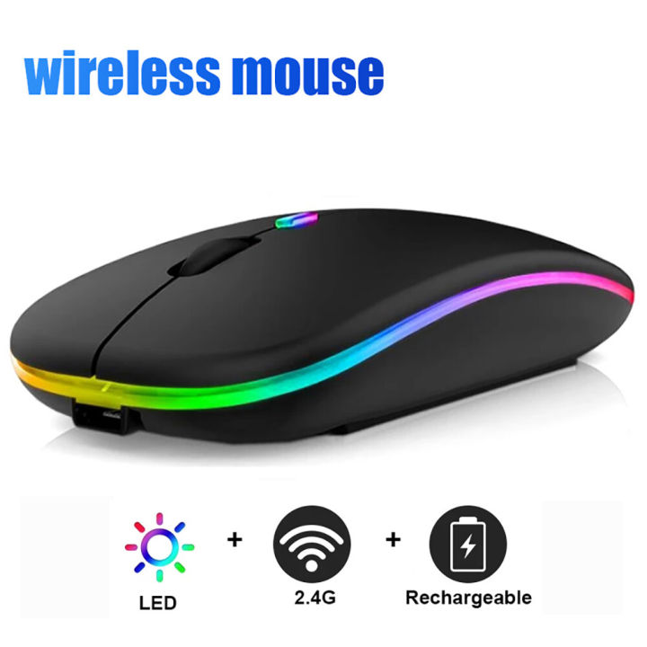 2.4G Wireless Mouse RGB Rechargeable Mice Wireless Computer Mause LED Backlit Ergonomic Gaming Mouse for Laptop PC