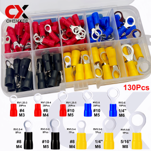 Insulated Crimp Terminal Kit Ring Spade Butt Connectors Wire Terminals Electrical Connector Assortment Set for Automotive Wiring