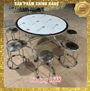 (🔥Rẻ vô địch🔥) Bộ bàn ghế inox bàn tròn ghế đôn. Sỉ giá tốt 0568132666