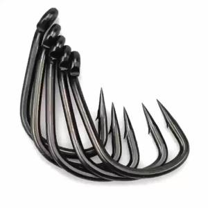 Lưỡi Câu Cá Tráng Phủ TEF Có Ngạnh Mắt Câu Thép Carbon Cao Màu Đen Mờ Size 2 4 6 8 Dùng Cho Câu Hồ Câu Ao.
