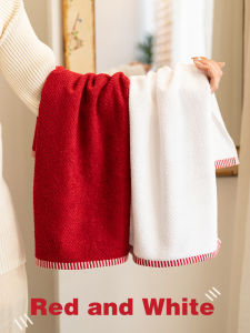 Pure Cotton Red White Towel 100% Cotton Face Wash Towel Home Use High End White Towel Soft Absorbent Universal Pure Cotton