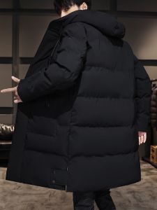 ROMON | Lormen Mens Thickened Cotton Jacket Mid-Length Down Filled Warm Coat Fashionable Winter Outerwear Standard Fit Zipper Closure