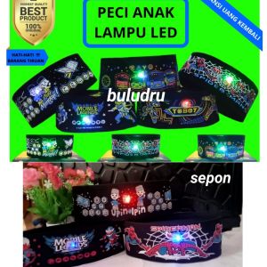 Peci Led Anak Laki Laki/Peci Anak Lampu Led/Peci Karakter Anak Laki Laki