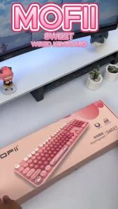 FANTASY Mofii SWEET LITTLE BEAR DIARY WIRED KEYBOARD Full Size Typewriter Style Cute Retro Office Computer Keyboard USB Dongle Plug and Play Keycaps Removable For PC Laptop Windows