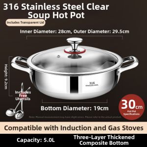 YONGLE | Yuan Yang Hot Pot Stainless Steel Thickened Pot Electromagnetic Stove & Gas Compatible