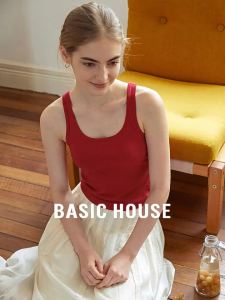 Basic House | Red U-neck Sleeveless Slimming Tank Top for Women