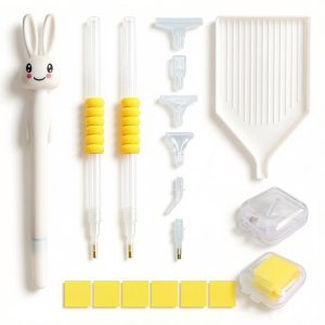 Diamond Painting Tool Kit for Beginners - Pen Set with 6 Interchangeable Heads Grooved Tray And Wax Clay DIY Craft Accessories