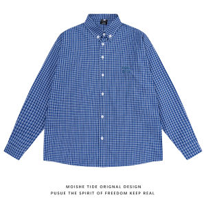 Oversize Plaid Long Sleeve Shirt Loose Fit Mens Style Couples Shirt American Spring Autumn Checkered Top Youth Fashion