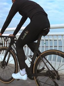 Santic Men Cycling Bib Pants 6 Hours Riding 4D Padded Breathable High Elastic Pocket Quick Dry Bicycle Bike Tights