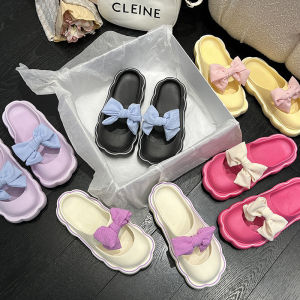 [READY STOCK🇲🇾] Womens British Style Cloud Marry Jane Ribbon Tie design PVC Flat Slipper Sandal | Gaya British Mary Jane Riben Sandal Selipar Perempuan