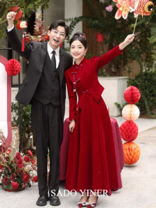 New 2024 Chinese Style Wedding Dress Set Small Fragrance Style Evening Gown for Bride Wedding Banquet Ceremony Elegant Sensation