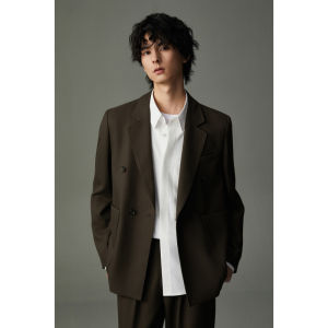 Casual Black Suit Jacket Mens Stylish Spring Autumn Korean Version Fashionable Loose Fit Polyester Blend Long Sleeve Coat