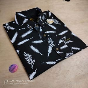 Kemeja Motif Pantai Pria Atasan Cowok Lengan Pendek Pakaian Katun Murah