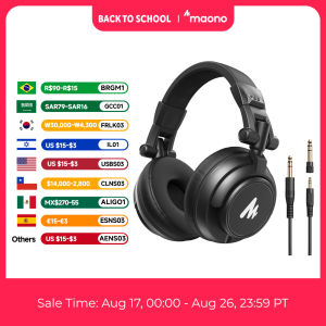 MAONO MH601 Studio Monitor Headphones with Detachable Plug & Cable 50mm Driver Wired Headset Over-Ear Headphones for DJ Studio