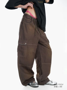 MASONPRINCE Vintage Washed Military Green Work Trousers Multi Pocket Loose Fit Casual Pants Youth Fashion All Seasons