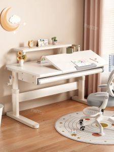 FWTDF | Adjustable Childrens Study Table Bookshelf Integrated Learning Desk