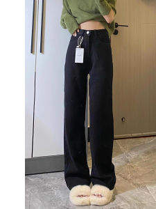 Extended 180cm Tall Womens High Waist Wide Leg Jeans Loose Fit Straight Loose Draping Pants Pure Color Long Straight Tube
