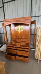 โรงไม้ประสิทธิ์ โต๊ะหมู่ 9 ชุดใหญ่ไม้สัก(พิเศษ) ขนาด 129*59*200 ซม. สีไม้สัก