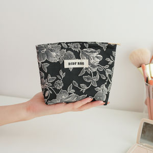Portable Retro Cosmetic Bag Small Storage Pouch for Lipstick And Toiletries Plant Floral Pattern Handbag Style Cosmetic Bag