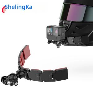 หมวกกันน็อค Chin Mount กล้อง Mount สําหรับ GoPro Hero 12 11 10 9 8 7 5 Yi 4K สําหรับ Insta360 กล้องพับด้านหน้า Chin Mount อุปกรณ์เสริม