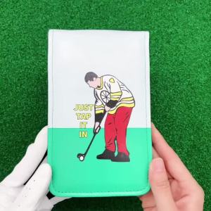 Golf Scorecard Yardage Book Holder Cover with Happy Gilmore 18 Design Quality PU Leather Golf Scorecard Holder 4.5 × 7 Inches