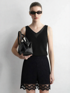 AMII | Slimming V-Neck Knitted Spliced Tank Top