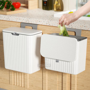 Fypo 7L/9L hanging trash can Kitchen cupboard Wall mounted waste Bins Garbage Recycling Bins with lis