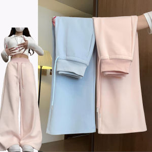 Quần Thể Thao Nữ Ống Rộng Màu Trơn Phong Cách Hàn Quốc Mùa Xuân Hè 2025 Quần Nỉ Đơn Giản Thời Trang Mới Quần Ống Rộng