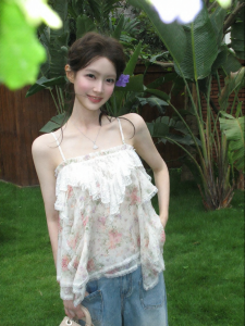 THROUS | Áo Blouse Ôm Dáng Vintage Với Họa Tiết Hoa Nơ RRnd Thêu Ren