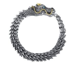 LR-Original 3D three-dimensional dragon model bracelet fashion personality domineering retro s925 silver dragon head bracelet exquisite design dragon bracelet