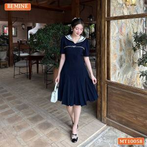 Đầm thiết kế BEMINE cổ thủy thủ phối viền dáng chữ A phù hợp đi làm đi chơi-MT10058