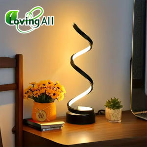 USB LED Table Lamp Modern Creative Spiral Desk Light 3 Colors Dimmable For Bedroom Living Room Office Bar Decoration Lighting