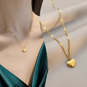 Titanium Steel Heart Collar Choker Necklace for Women Trendy Geometric Pendant Necklace