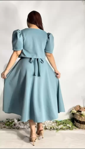 Daniella 2pc Sleeveless Dress with Pocket & Tie & Bolero with Pelon