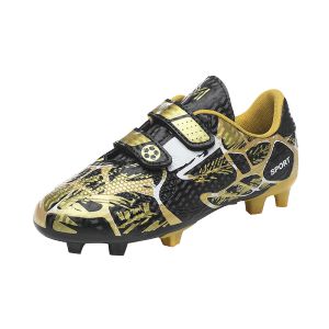 Childrens Soccer Shoes Boys and Girls Long Spikes Fashion Shredded Printed Soccer Shoes Outdoor Sports Soccer Boots Futsal Boots
