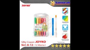 Crayon SIlky SLC A 12 Warna + Kuas / Krayon Halus Lembut SLC-A-12 Hard Case Tidak Beracun
