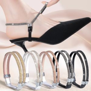 New Women Shoeslaces for High Heels Shoes Decorations Buckle Lazy Shoelaces Elastic Band Anti Falling Heel Non-Slip Belt Strap Diamond Shoe Decoration