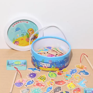 Hộp Đồ Chơi Câu Cá Nam Châm Bằng Gỗ Cho Bé – Đồ Chơi Montessori Giáo Dục Câu Cá Nhiều Màu Rèn Luyện Phối Hợp Tay Mắt