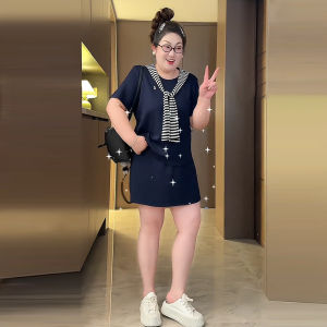 plus Size Casual Sports Set Women Summer Slimming Fashion Running Short Sleeve Top Half Skirt Two Piece Set High Waist A-Line Skirt