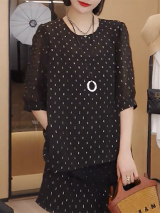 QINGNAER | Stylish Thin Dotted Blouse