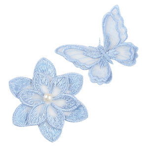 Blue Lace Fabric Patch Hand Sewn Embroidery No Trace Mosquito Net Curtain Hole Repair Patch Decorative Adhesive Patch