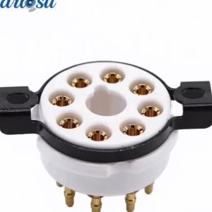 EIZZ High End Ceramic 8pin Octal Vacuum Tube Socket Gold Brass Pins for EL34 KT88 6550 6V6 274B 6L6 HiFi Tube AMP DIY 1pcs