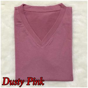 VNECK POLOS / Baju Kaos V-neck Wanita / V-neck Polos Lengan Pendek / Atasan T-Shirt / Size L|XL|XXL