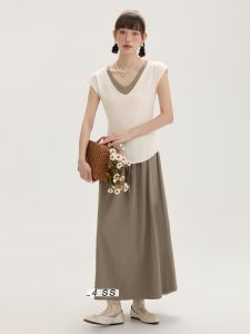 High Waist A-Line Mini Skirt Womens Casual Elastic Waist Slimming Skirt Summer New Style Small Size Midi Skirt