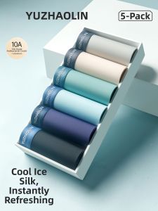 Yuzhaolin | Antibacterial Breathable Seamless Ice Silk Mens Boxer Shorts
