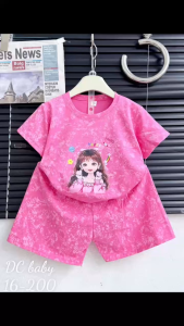 Bộ cotton cộc tay mùa hè dành cho bé gái mềm mát in 3d siêu đẹp sẵn 4 màu dễ thương 4-15kg